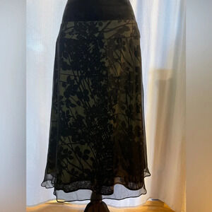 Silkland Romantic Goth Witchy Aesthetic Black Silk Long Skirt Size 12